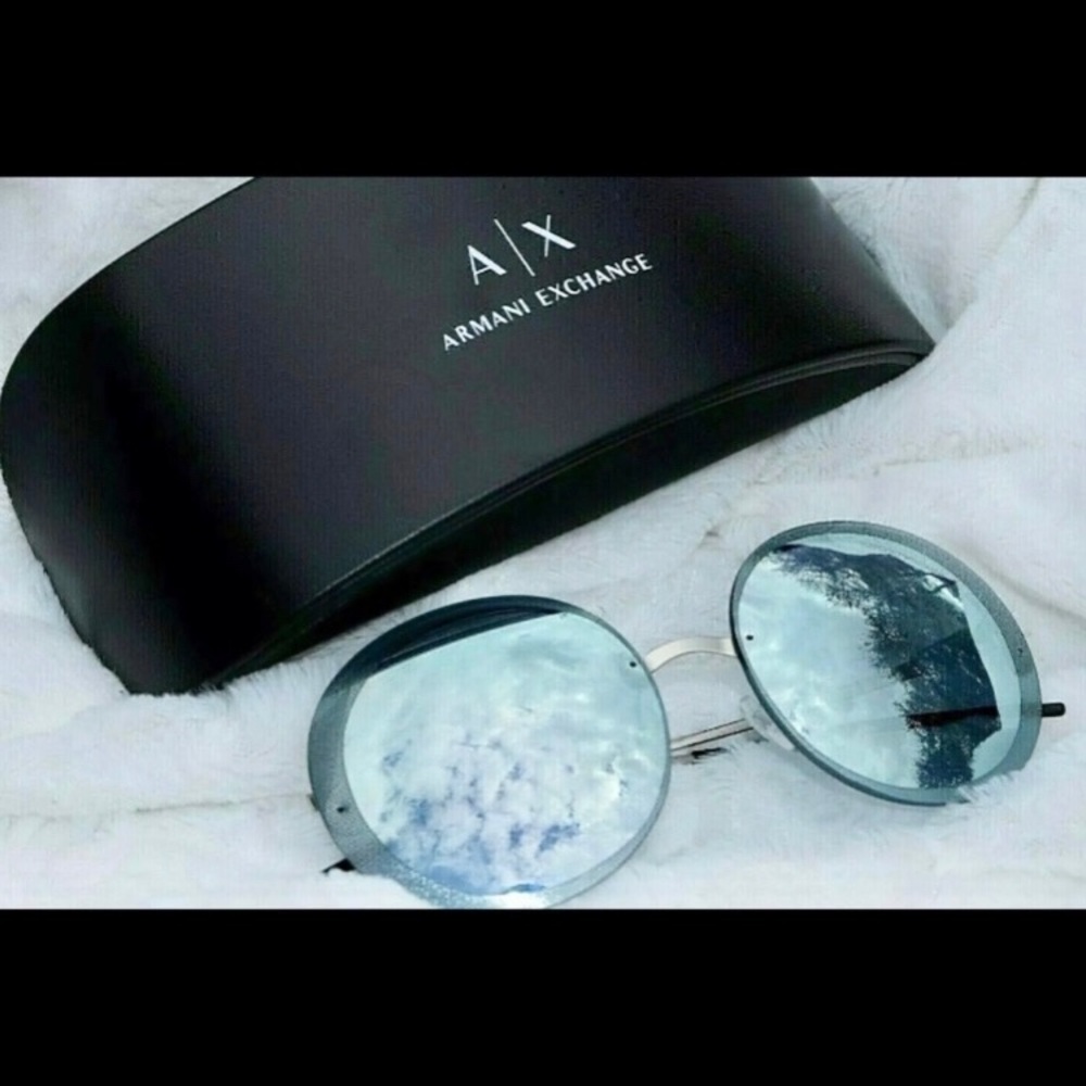 NEW Armani Exchange 30456J MATTE SILVER LENS BLUE MIRROR Metal Plastic c…